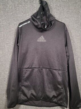 Adidas Men's Size LT “Three Stripe Life” Training Black Hooded Sweatshirt